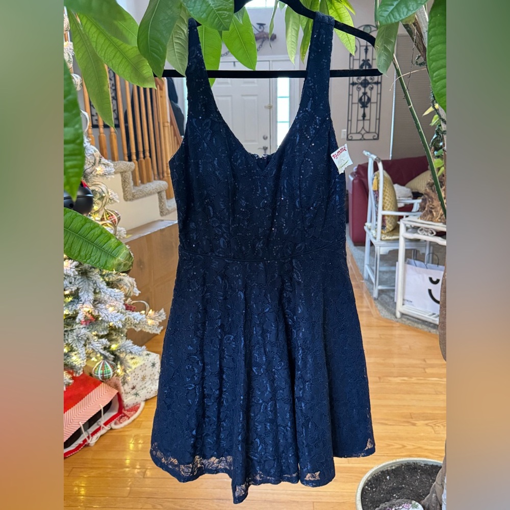 Stylish Navy Lace Dress